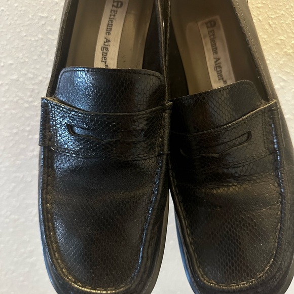 Etienne Aigner Black Textured Loafers - Picture 5 of 5